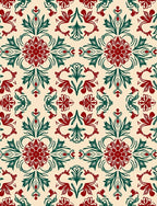 Crimson Green Floral Medallion Damask Rug