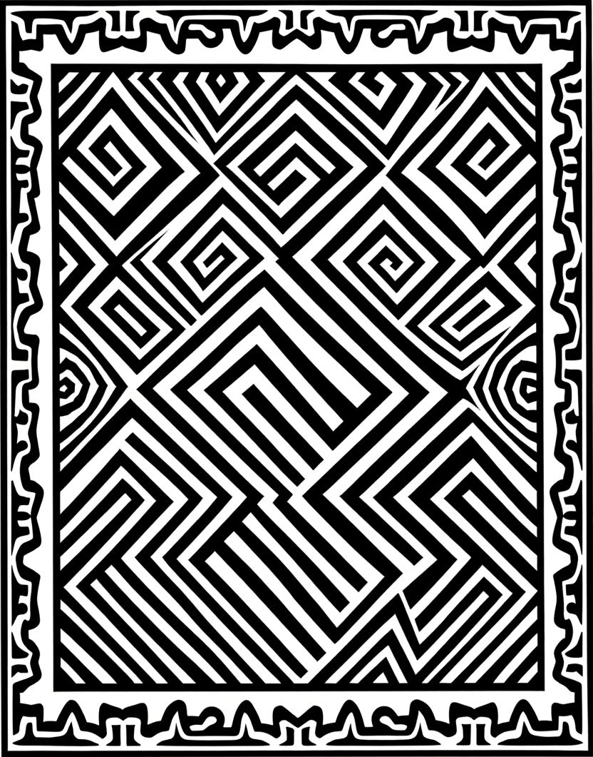 Chic Black White Optical Illusion Rug