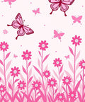 Pink Butterfly Garden Floral Meadow Rug