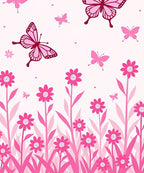 Pink Butterfly Garden Floral Meadow Rug