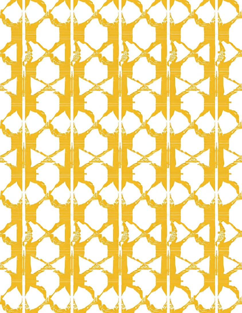 Golden Yellow Geometric Interlock Rug