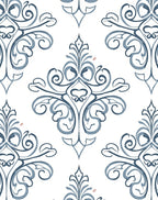 Classic Blue Arabesque Scrollwork Area Rug