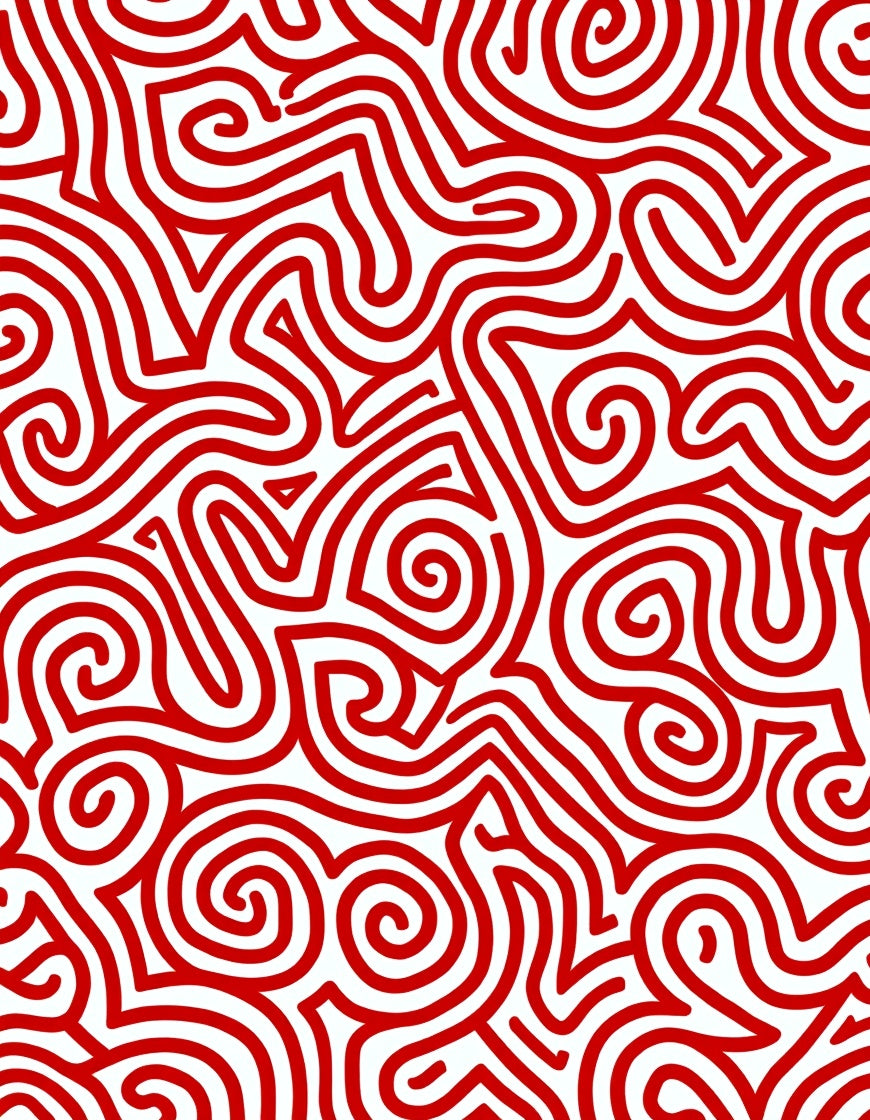 Bold Red Abstract Swirl Rug