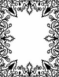Classic Black Floral Scroll Border Rug