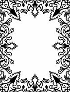 Classic Black Floral Scroll Border Rug