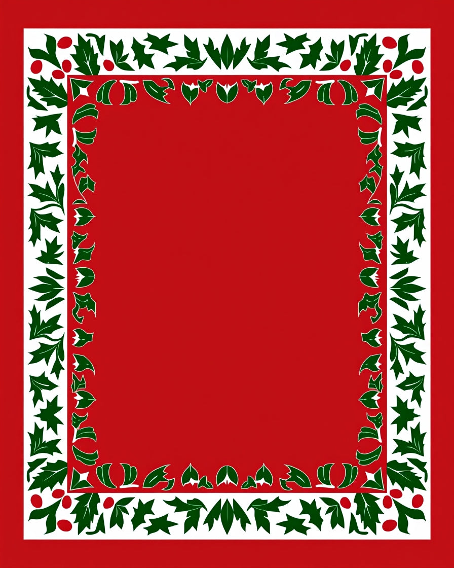 Vibrant Red Holly Berry Border Rug