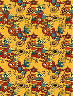 Whimsical Floral Swirl Amber Rug