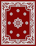 Deep Red Intricate Floral Square Rug