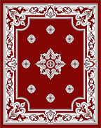 Deep Red Intricate Floral Square Rug