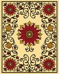 Crimson Floral Scrollwork Amber Gourd Rug