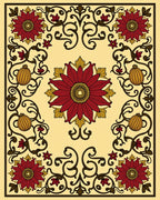 Crimson Floral Scrollwork Amber Gourd Rug