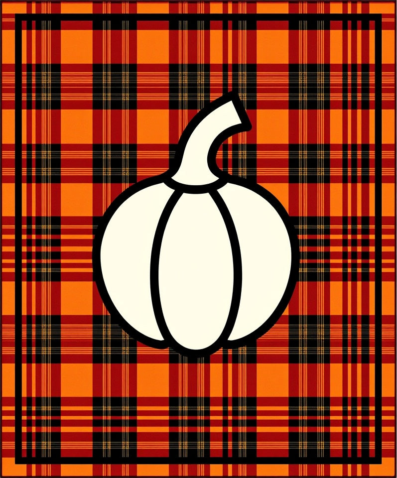 Orange Red Plaid Pumpkin Rug