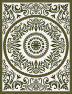 Olive Green Ornate Floral Mandala Rug