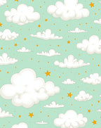 Whimsical Cloud and Starry Sky Rug