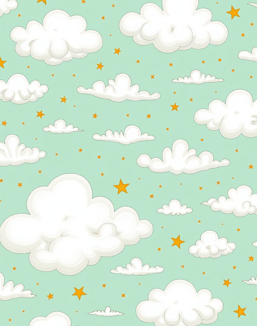 Whimsical Cloud and Starry Sky Rug