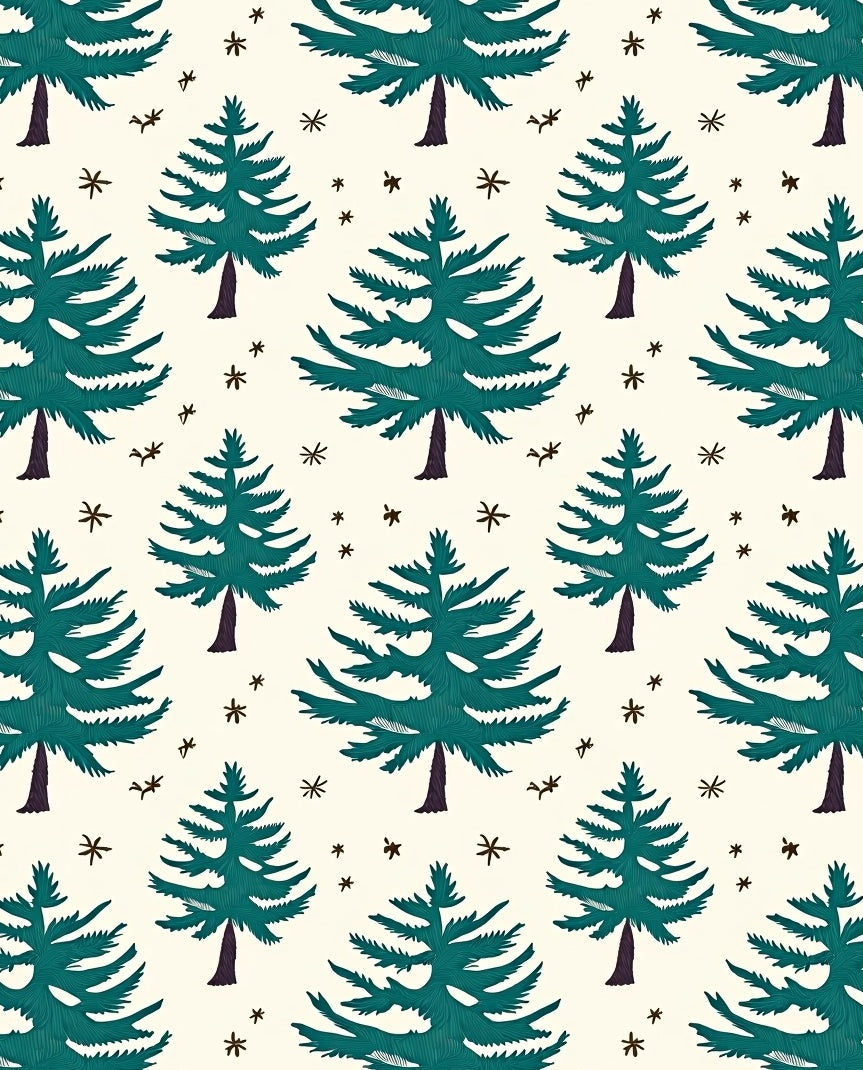 Teal Evergreen Forest Winter Stars Rug