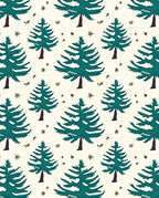 Teal Evergreen Forest Winter Stars Rug