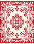 Ornate Crimson Blossom Square Rug