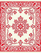 Ornate Crimson Blossom Square Rug