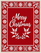 Crimson Snowflakes Holly Wreath Rug