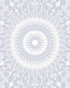 Light Blue Feathered Sunburst Mandala Rug