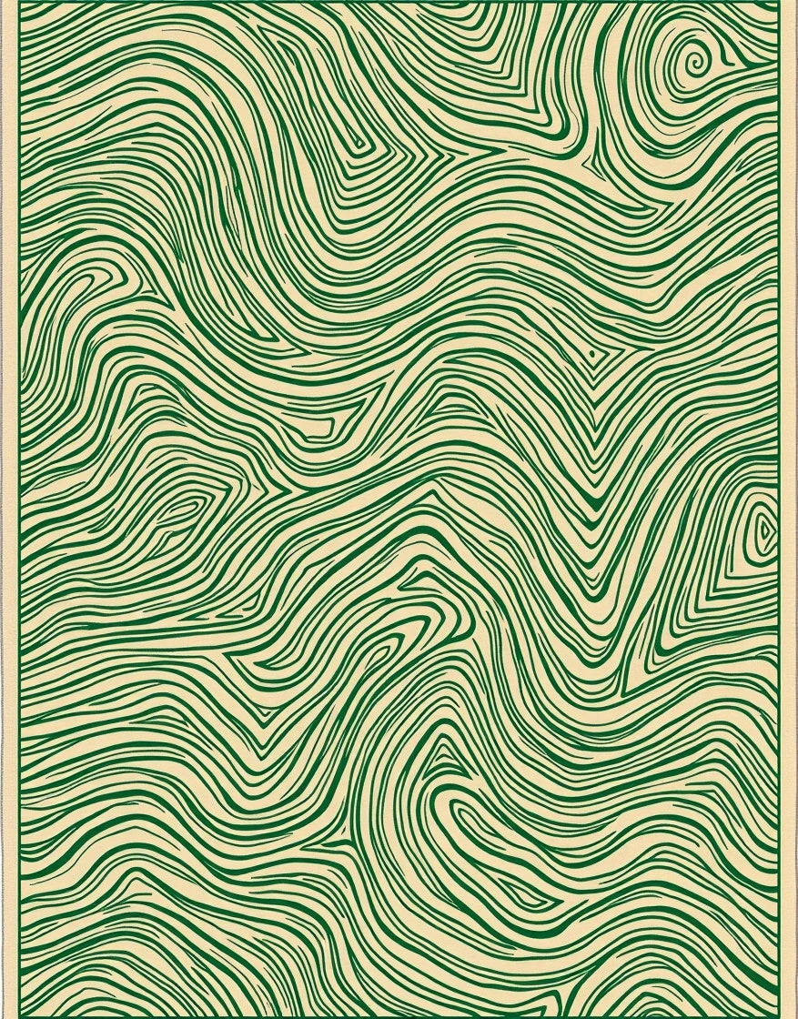 Emerald Swirl Topography Lines Rug