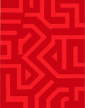 Crimson Red Geometric Maze Rug
