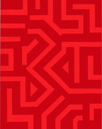 Crimson Red Geometric Maze Rug