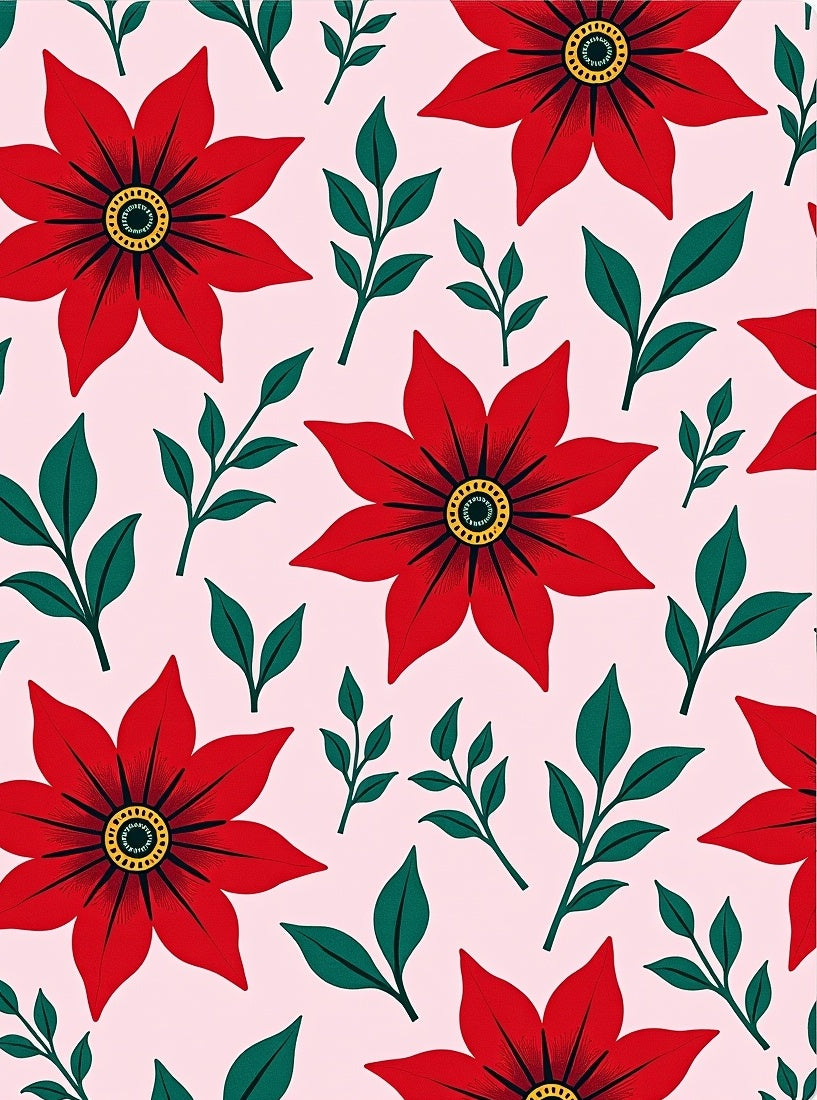 Bold Red Floral Sprig Accents Rug