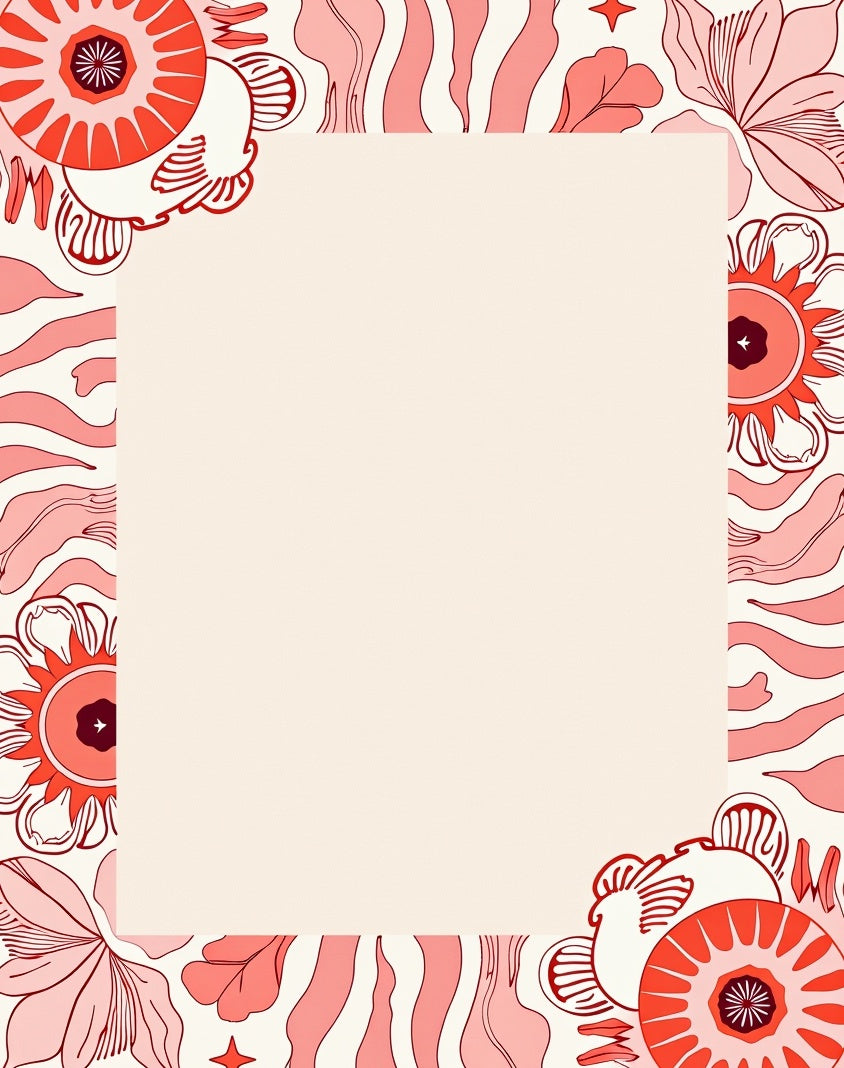Groovy Coral Floral Swirl Bloom Rug