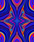 Vibrant Blue Magenta Yellow Starburst Rug