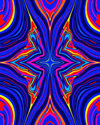 Vibrant Blue Magenta Yellow Starburst Rug