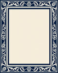 Elegant Cream Navy Floral Border Rug