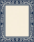 Elegant Cream Navy Floral Border Rug