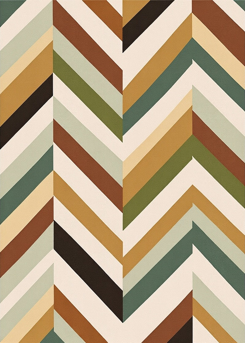 Geometric Chevron Earth Tone Rug