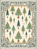 Green and Gold Pine Tree Border Rug