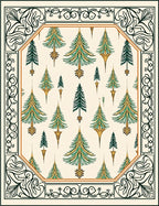 Green and Gold Pine Tree Border Rug