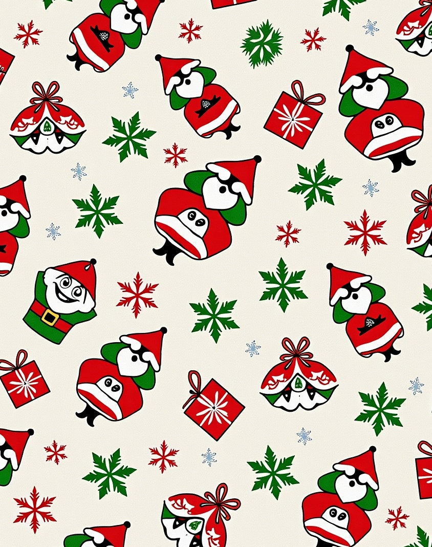 Red Santa Claus Snowflakes Gift Garland Rug