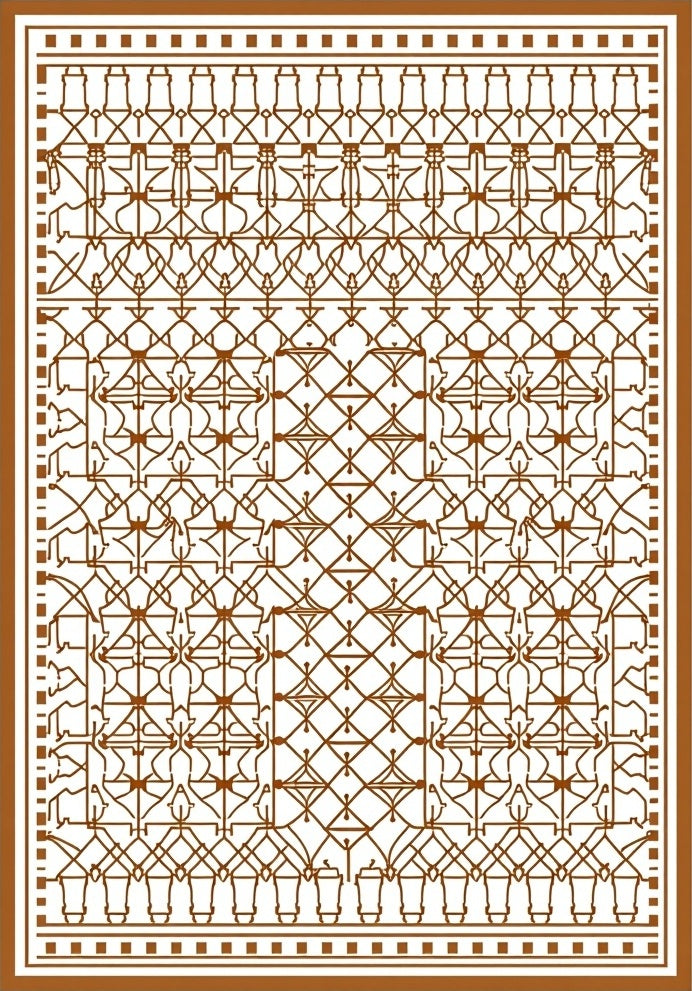 Brown Intricate Geometric Lattice Rug