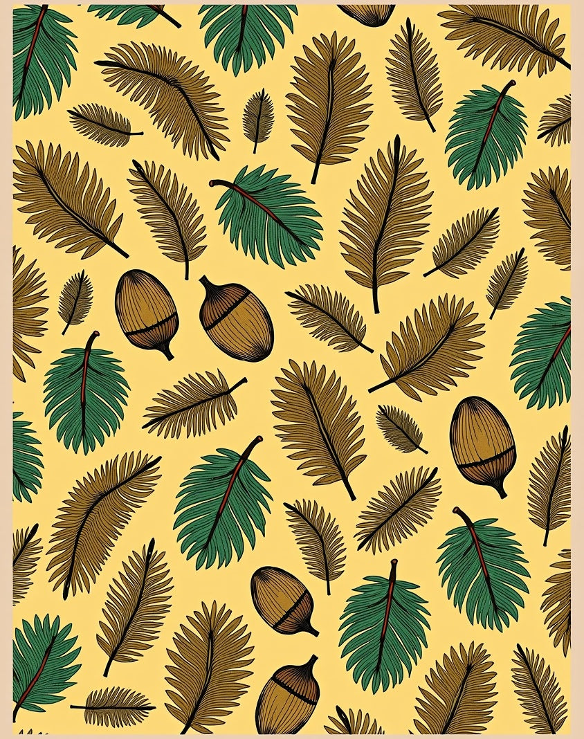 Amber Acorn Fern Leaf Repeat Rug