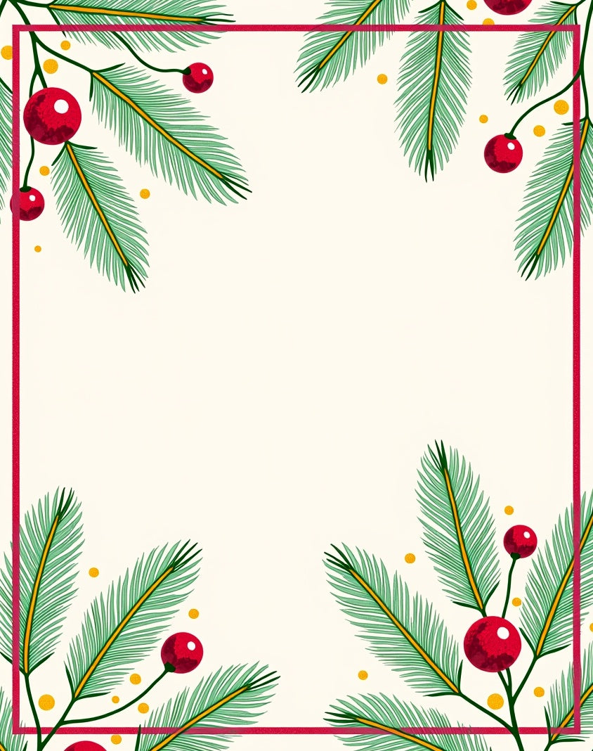 Crimson Berry Pine Needle Border Rug