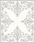 Ornate Gray Filigree Scrollwork Rug