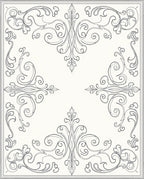 Ornate Gray Filigree Scrollwork Rug