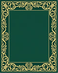 Emerald Green Golden Art Nouveau Border Rug