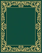 Emerald Green Golden Art Nouveau Border Rug