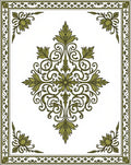 Olive Green Floral Medallion Border Rug