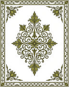 Olive Green Floral Medallion Border Rug
