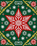 Festive Red White Snowflake Star Jewel Tones Rug