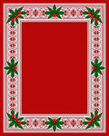 Festive Red Green Holly Border Rug
