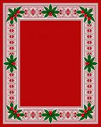 Festive Red Green Holly Border Rug